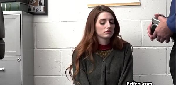  Redhead Aria Carson bouncing on officers dick